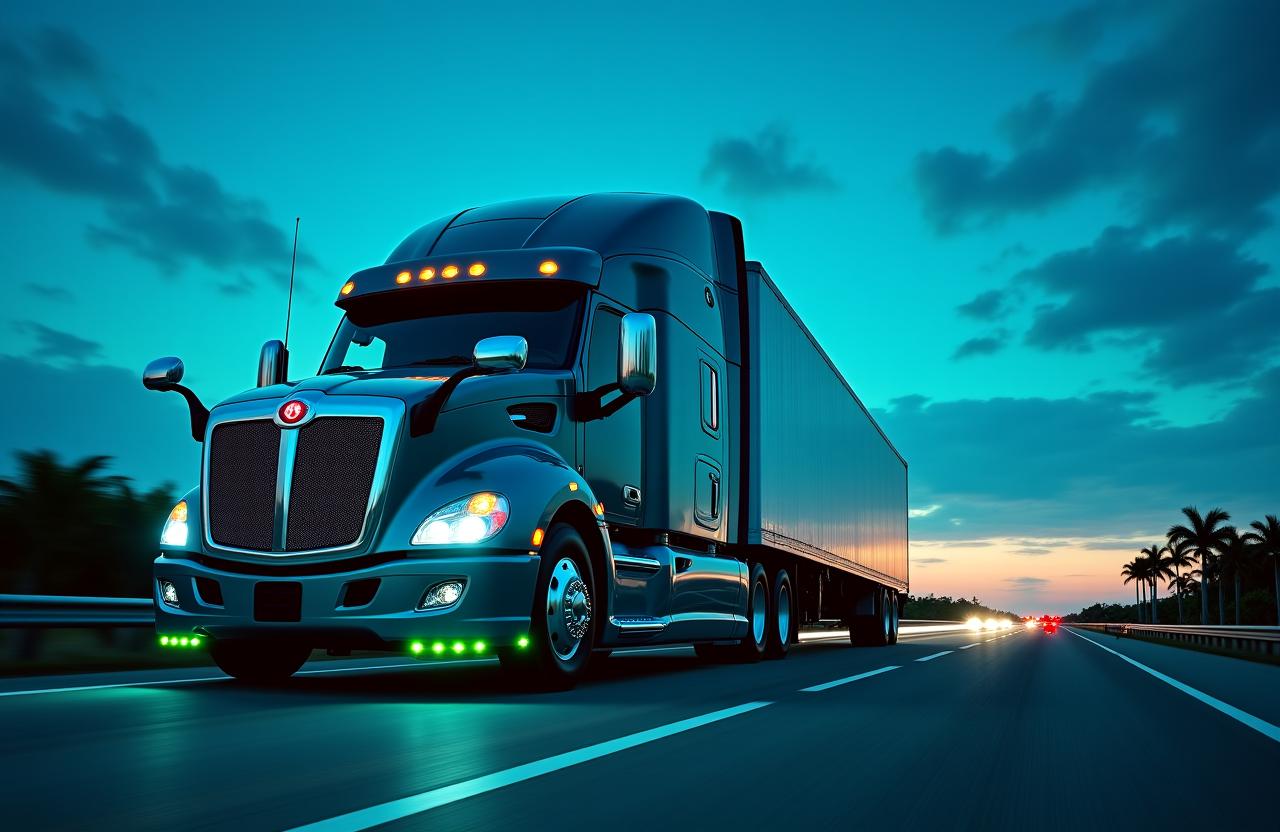 Modern logistics truck on a Florida highway